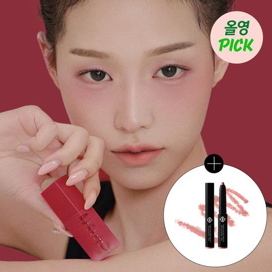 Swatch of Dinto Blurring Lip Veil Tint in shade 107 Adagio, showcasing a smooth, vibrant color with a velvety finish, available in 10 stunning shades.