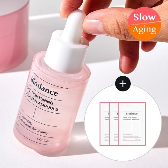 BioDance Pore Tightening Collagen Ampoule 30ml with bonus 6ml included, designed for skincare enthusiasts, featuring K-Beauty essence for enhanced skin texture.