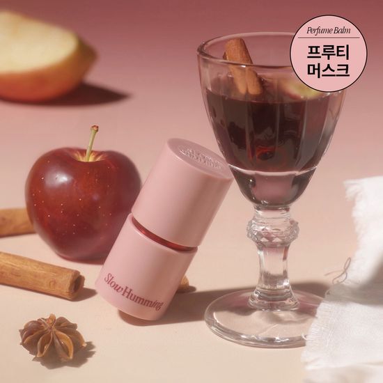 Slow Humming Fruity Neri Relief Perfume Balm in Apple Bansho scent, featuring a vibrant, fruity design, perfect for K-Beauty enthusiasts.