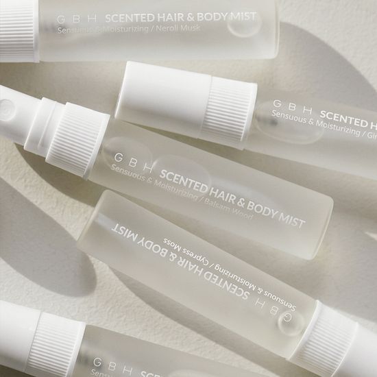 Discovery kit of G.B.H. scented hair and body mist, featuring four 22.5ml fragrance samples, perfect for K-Beauty enthusiasts.