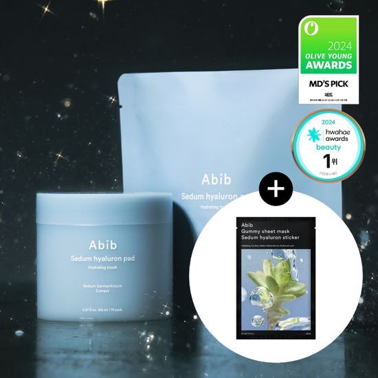 Abib Hydrating Touch Hyaluron Pad - 75 sheets in an award-winning edition, featuring 75 refill sheets and a hydration sticker, perfect for K-Beauty skincare routines.