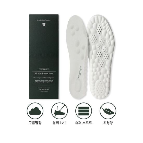 Footfilter Miracle Memory Foam AIR Cloud Insoles in various sizes (XS/S/M/L) for enhanced comfort and support, ideal for men's beauty and personal care.