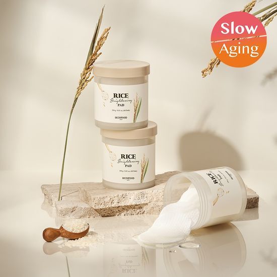 Skin Food Rice Brightening Pads - 60 sheets of K-Beauty skincare masks for radiant skin.