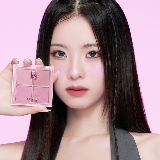 IPKN Lipkin Flap One Cheek Palette in Logi Pink, showcasing a vibrant pink blush for a natural flush.