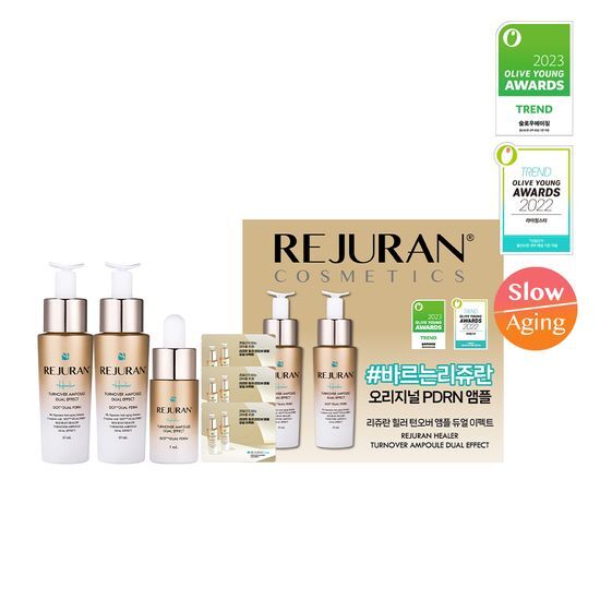 Rejuran Healer Turnover Ampoule Dual Effect 10ml Exclusive Double Edition for skincare, showcasing K-Beauty essence and serum benefits.