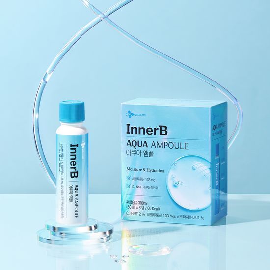 6-pack of CJ Inner B Aqua Ampoule 50ML, a 6-day supply for hydration and skin nourishment.