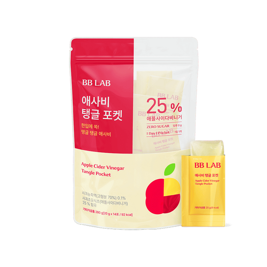 Product image of Bibi Lab Aesabi Tangle Pocket, featuring 14 packs of 20g each, designed for a 2-week supply, ideal for convenient on-the-go use.