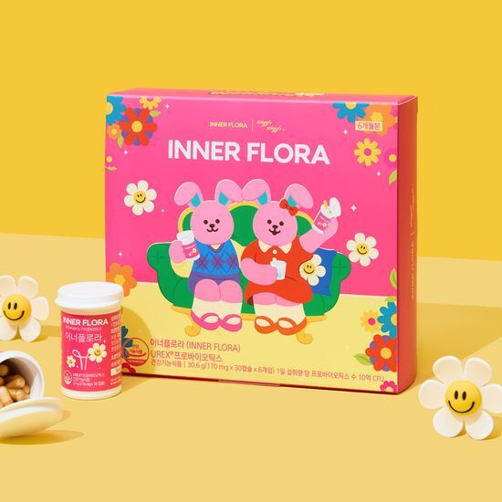 Inner Flora X Wiggly Probiotic Capsules Gift Set - Limited Edition, featuring 30 capsules in 6 packs for a 6-month supply.