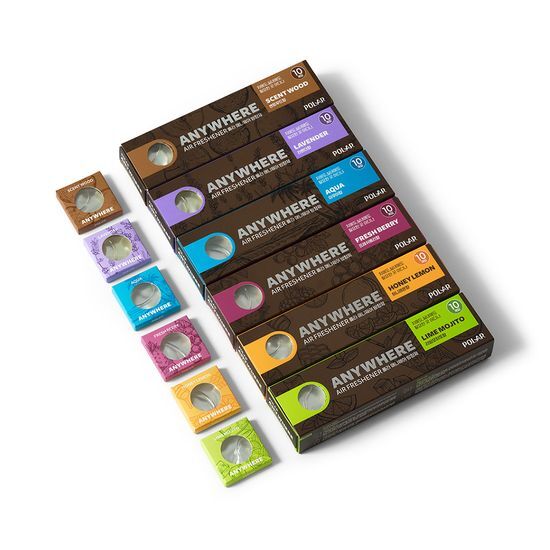 Image of Bullsone Polar Anywhere Air Freshener showcasing six varieties, designed for men's beauty and fragrance, part of K-Beauty collection.
