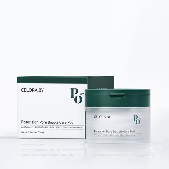 CelloRavaii Potention Pore Double Care Pads - 70 Sheets, K-Beauty skincare product for pore care and rejuvenation.