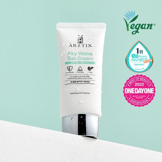 Ertin Airy Water Sunscreen 60ml - lightweight K-Beauty skincare product for sun protection, ideal for personal care.