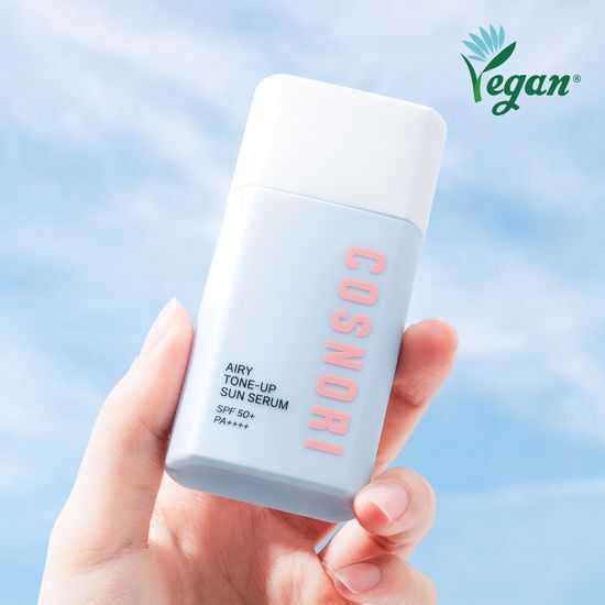 Alt text: Cosnori Airy Tone-Up Sunscreen Serum 50ml - Lightweight skincare product for sun protection, ideal for K-Beauty enthusiasts.