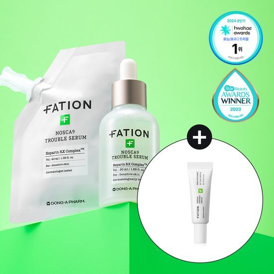 Partyon Noskanine Trouble Serum 50ml set including a 40ml refill and 10ml cream, ideal for skincare enthusiasts seeking K-Beauty solutions.