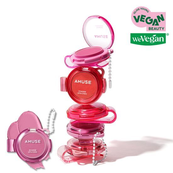 Amuse Powder Lip & Cheek in 12 Berrysh shade, showcasing a vibrant berry color perfect for lips and cheeks.