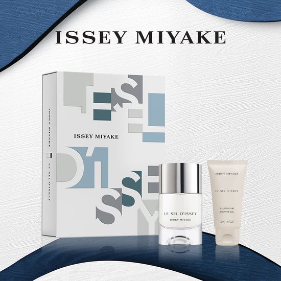 Issey Miyake L'Eau d'Issey EDT 50ml Gift Set with 50ml Shower Gel, showcasing a sleek bottle and elegant packaging, perfect for fragrance lovers.