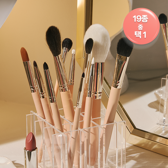 Collection of 19 types of The Tool Lab Base & Point Brushes, perfect for K-Beauty makeup application.