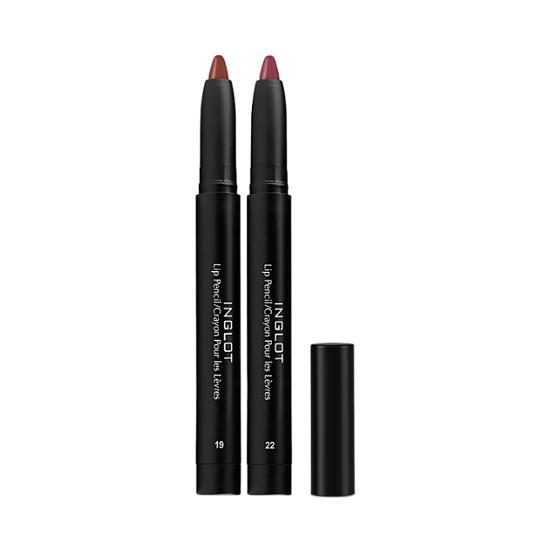 Alt text: Inglot AMC Matte Lip Pencil in shade 'Sure!' displayed on a neutral background, showcasing its sleek design and vibrant color.