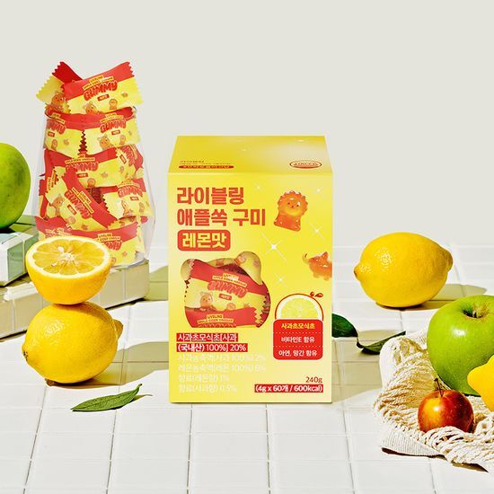 Pack of Lively Yellow Gummies by Asabi, featuring 60 colorful gummy pieces, perfect for a tasty treat.