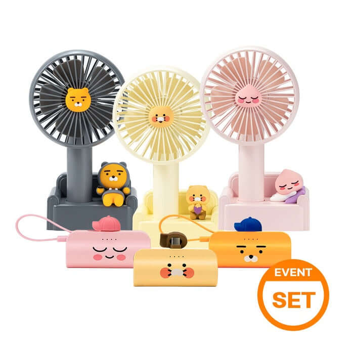 [Travel Essential] Kakao Friends Hipster Docking Power Bank 5000mAh + Relaxing Sofa Portable Fan by Kakao Friends Tech Products - Available at allkpopmag. Price: $46.91.