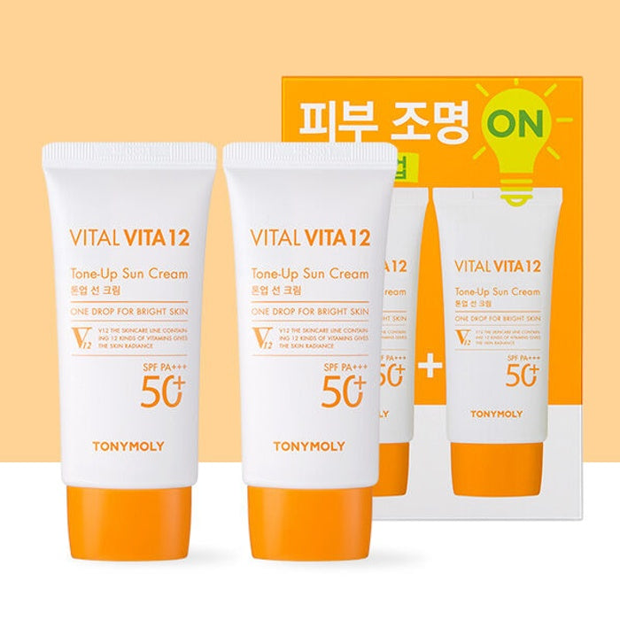 Vital Vita 12 Tone-Up Sunscreen Double Set by Tony Moly - Available at allkpopmag. Price: $16.34.